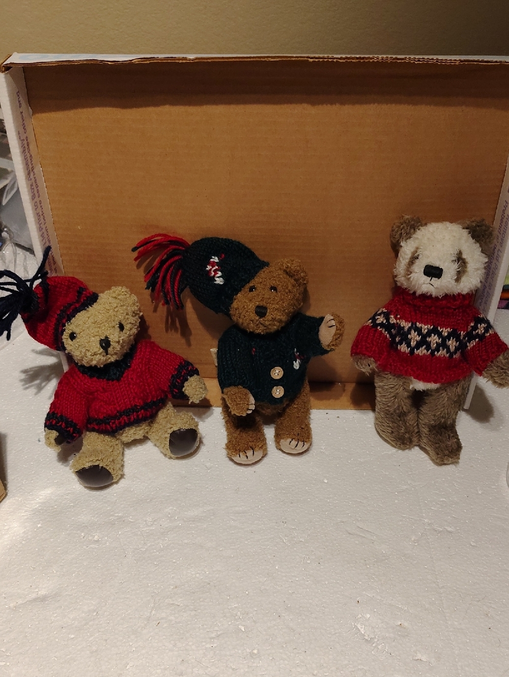 Plush Bear Trio in Red and Green Knit Sweaters - Kids Toys
